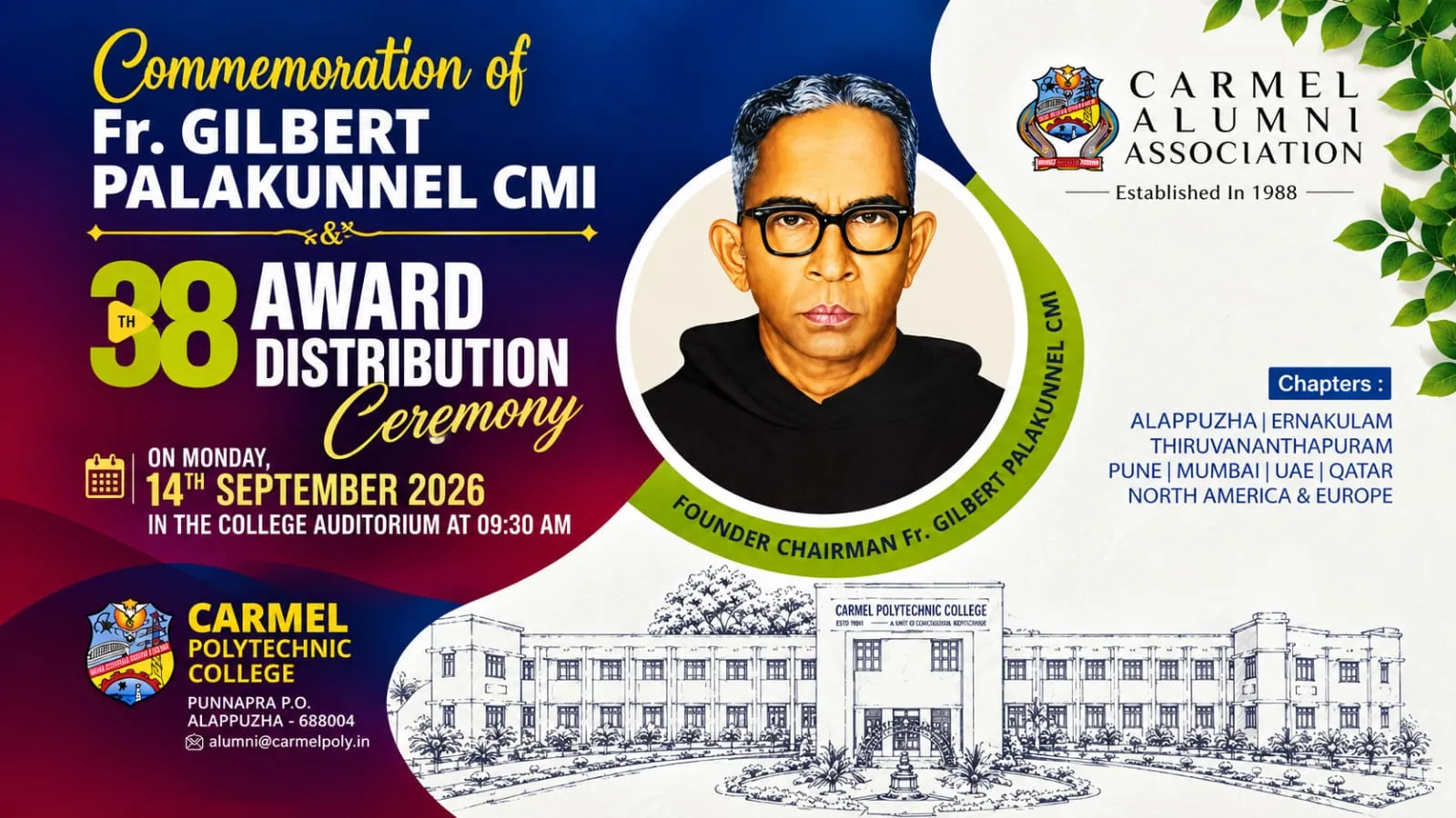 Rev. Fr. Gilbert Palakunnel CMI Commemoration & 38th Award Distribution Ceremony.